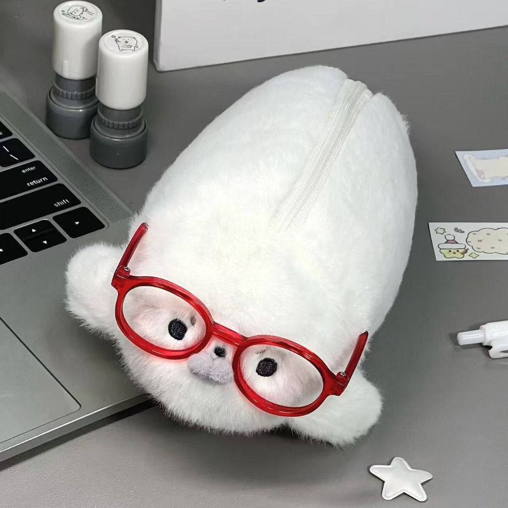 Aesthetic Large Pencil Case Pouch - Astuccio a Forma di Foca Divertente,