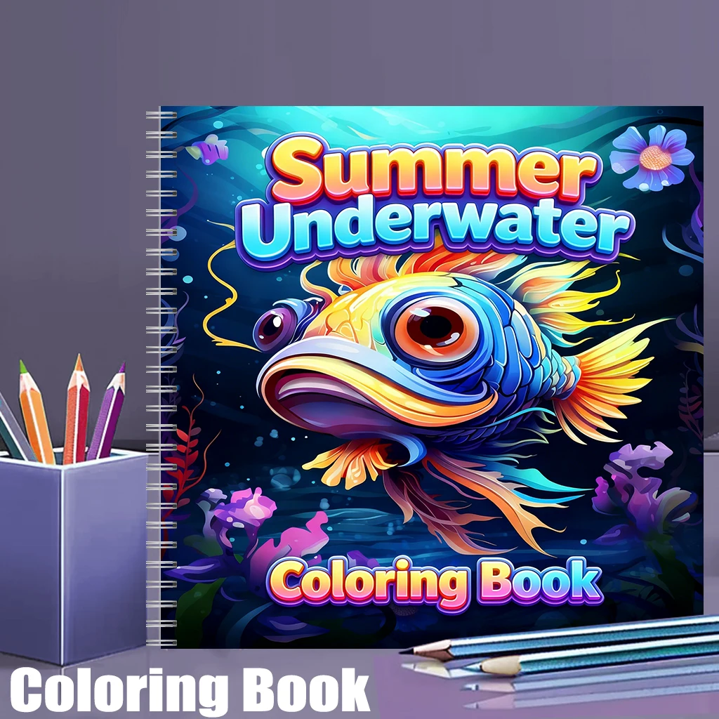School Supplies - Libro da colorare subacqueo estivo per